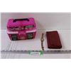 Image 1 : Worm Gear Pink Tackle Box (Sealed, New w/Contents) & Roots Wallet (Some Wear) & Watch ( Some Wear)