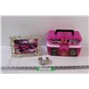 Image 1 : Worm Gear Pink Tackle Box (Sealed, New w/Contents) & Watch & Pink Art in Frame