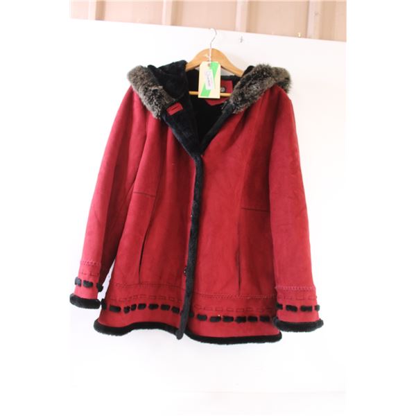 * Women's Hooded Button-Up Fall Jacket - Size Large