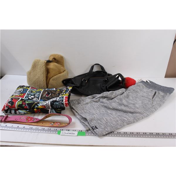 Uzzi Shorts - Size Small, DKNY Purse, Star Wars Pillow Case, Girls Belt, Fuzzy Toque