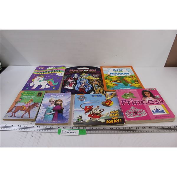 (7) Children's Books: Unicorns, Monster High, Frozen, Princess, Misc.