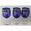 Image 2 : Vintage Decanter and (6) Blue Glass Stemmed Glasses
