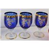 Image 3 : Vintage Decanter and (6) Blue Glass Stemmed Glasses