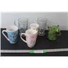 Image 1 : (3) Cups, (2) Glass Cups, Green Container