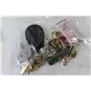 Image 2 : Dust Pan, Cookie Jar, (4) Planters, Jewelry Pieces, Stamps, Glitter Lace Roll,