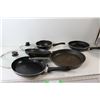 Image 1 : (4) Frying Pans one With Lid, Pot With Lid\