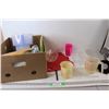Image 1 : Assorted Plastic Containers, Kitchen Cutting Boards, Measuring Cups, Assorted Kitchen Ware