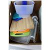 Image 5 : Assorted Plastic Containers, Kitchen Cutting Boards, Measuring Cups, Assorted Kitchen Ware