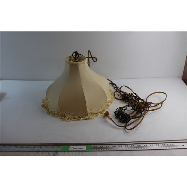 White Vintage Fringed Swag Lamp - Untested