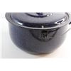 Image 2 : Blue Enamel Cooking Pot with Handle and Lid 12''