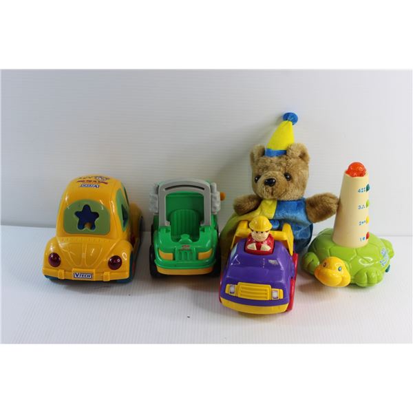 (4) Assorted Kids Toy Truck - Tested, Need Batteries