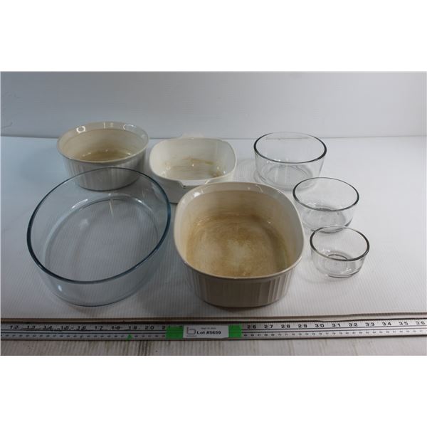 (4) Assorted Casserole Dishes and (3) Assorted Glass Bowls