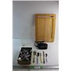 Image 1 : Wooden Food Tray, Audio Logic Radio Alarm, Assorted Cutleries and Binder Storage