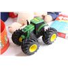 Image 3 : Elmo Toy, Neck Pillow, John Deere Tractor Toy, Cabbage Patch Doll, Pop It and Assorted Toys