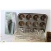 Image 3 : Knife Sharpener - Cutting Board - Cooking Forks - Muffin Pan - Woven Basket - Wire Baskets - Misc. I