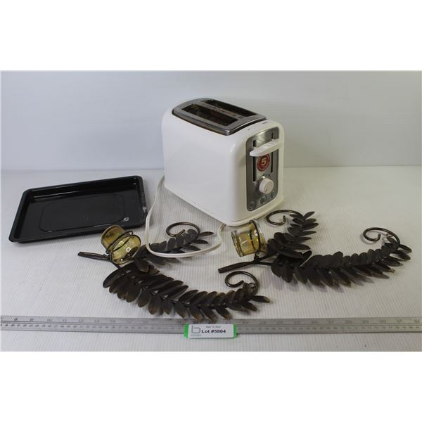 Toaster (working) - Metal Tray - (2) Metal Wall Hanging Tea Lights