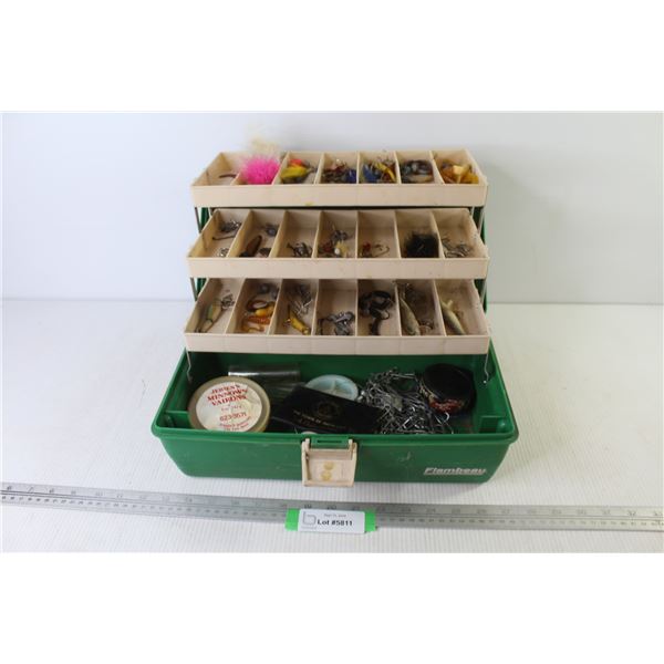 Fishing Tackle Box w/Assortment of Fish Hooks