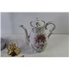 Image 2 : Ceramic Tea Pot - Bell - Statue/Ornament - Metal & Glass Candle Stick - Misc. Items