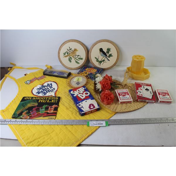 Schneiders Apron - Playing Cards - Dervon Ware Bird Wall Hangers - Designer Pens - Misc. Items