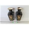 Image 1 : (2) Ceramic Vases - Asian Themed (10.5" x 4")