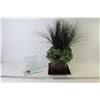 Image 1 : Ceramic Pot w/Faux Plants - Cut Glass Parents Saying
