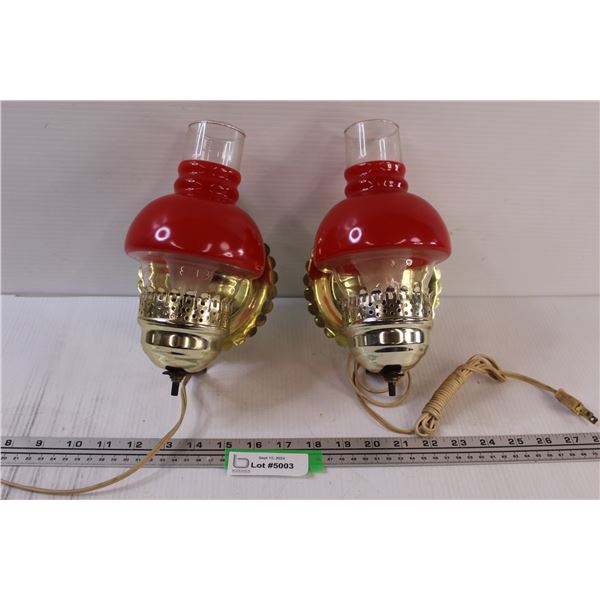 (2) Wall Mount Lamps - 9" x 4" x 6" -Works