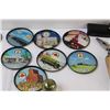 Image 5 : (9) Co-op Vintage Coasters, Utility Folding Knife in Holster, Blue Chips in Vintage Tin, Marble Shoo