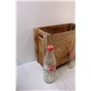 Image 2 : Coca Cola Wooden Crate & (3) Glass Coca Cola Bottles