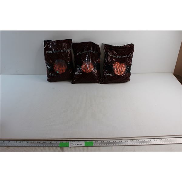 (3) Bags of 500 Paintballs - 68 Cal.