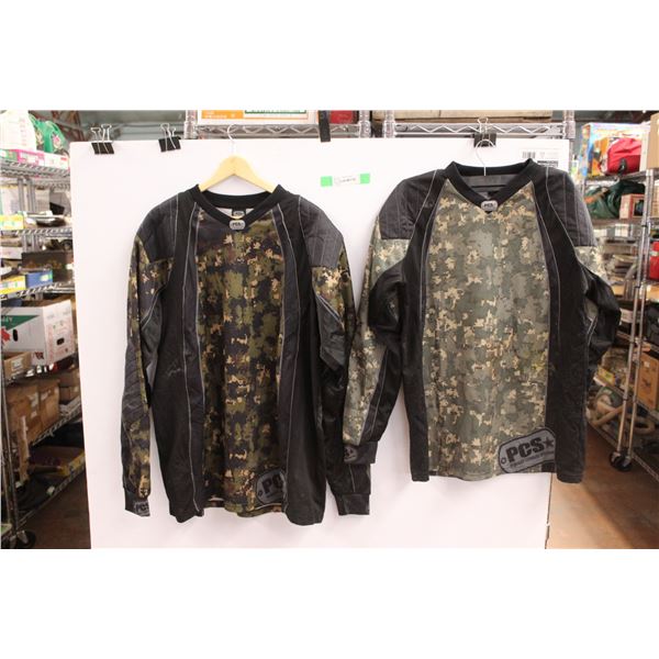 *(2) PCS Camouflage Paint Ball Gear - Long Sleeve - Size XXL, M