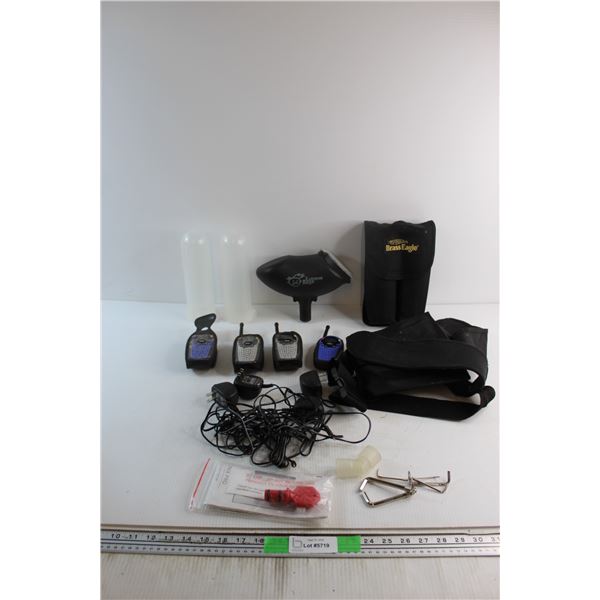 (4) Plastic Paint Ball Tubes, Magazine, (4) Radios - Untested and Assorted Items