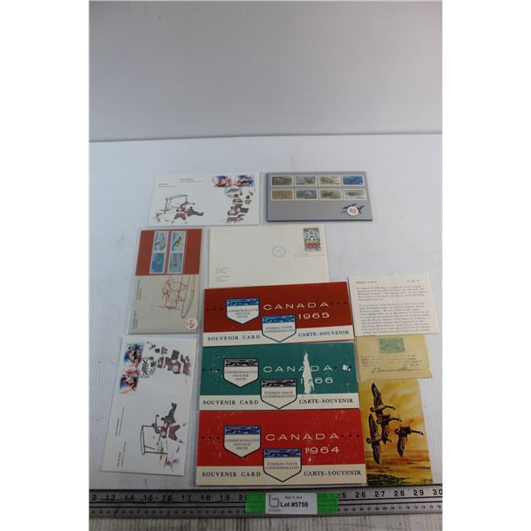 (11) Assorted Souvenir Cards and Post Stamps