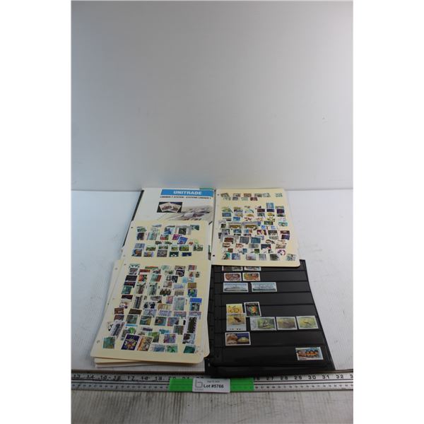 Untrade Lindner T System Sheets and Assorted Canadian Post Stamps