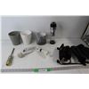 Image 1 : (3) Planters, (2) Pairs Of Youth Winter Gloves, Microphone - Untested, Booster Juice Bottle, Screwdr