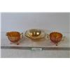 Image 1 : Carnival Glass Creamer & Sugar Dish & Footed Bowl