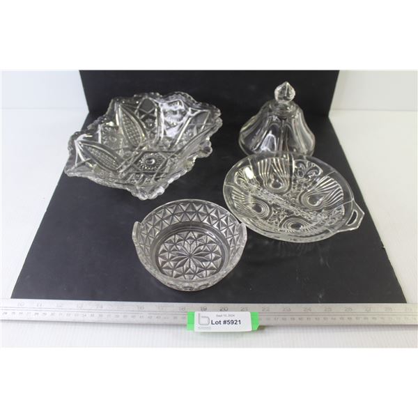 Vintage Glass Bowls - Glass Lid