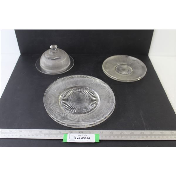 Vintage Butter Dish w/ Matching Plates