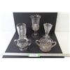 Image 1 : (3) Glass Vases - (2) Sugar Bowls