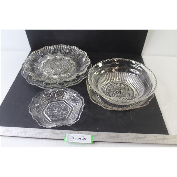 (3) Glass Bowls - (2) Glass Egg Platters