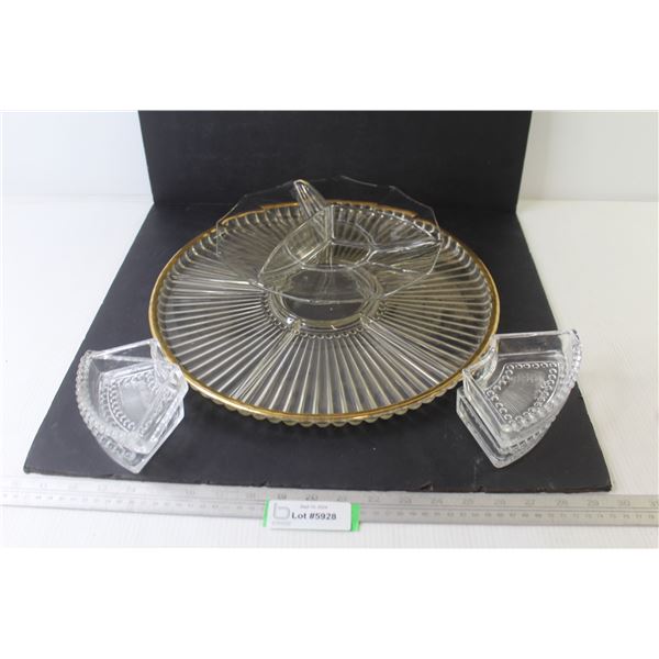 (2) Glass Divided Plates - (4) Sm Dishes