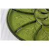 Image 3 : Vintage Avocado Green Glass Deviled Egg & Veggie Serving Tray - 13"