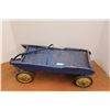 Image 1 : * Blue Wooden Vintage Wagon w/ Metal & Rubber Wheels - 38" x 15" x 14" Tall