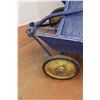 Image 2 : * Blue Wooden Vintage Wagon w/ Metal & Rubber Wheels - 38" x 15" x 14" Tall