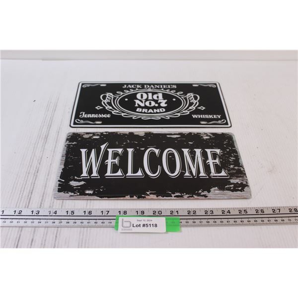 (2) License Plates: Welcome & Jack Daniels