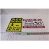 Image 1 : (2) Metal Signs: Kids & Pets At Play Sign, No Trespassing Sign