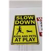 Image 2 : (2) Metal Signs: Kids & Pets At Play Sign, No Trespassing Sign