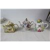 Image 2 : (3) Teapots, (3) Teacups and Saucers, Ceramic Black Model Car