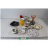Image 1 : (2) Small Vases, Lighter, Cream and Sugar, Assorted China Cups and Saucers