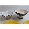 Image 4 : (3) Flower Plates, (2) Blue and White Bowls