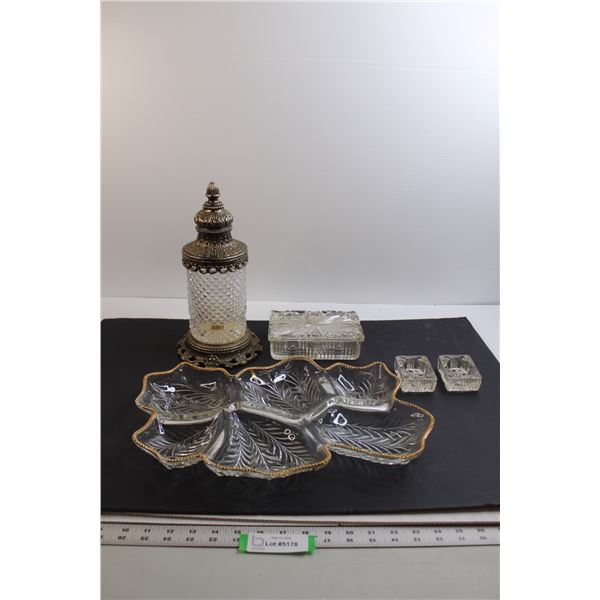 (3) Trinket Dishes, Divided Tray, Misc.